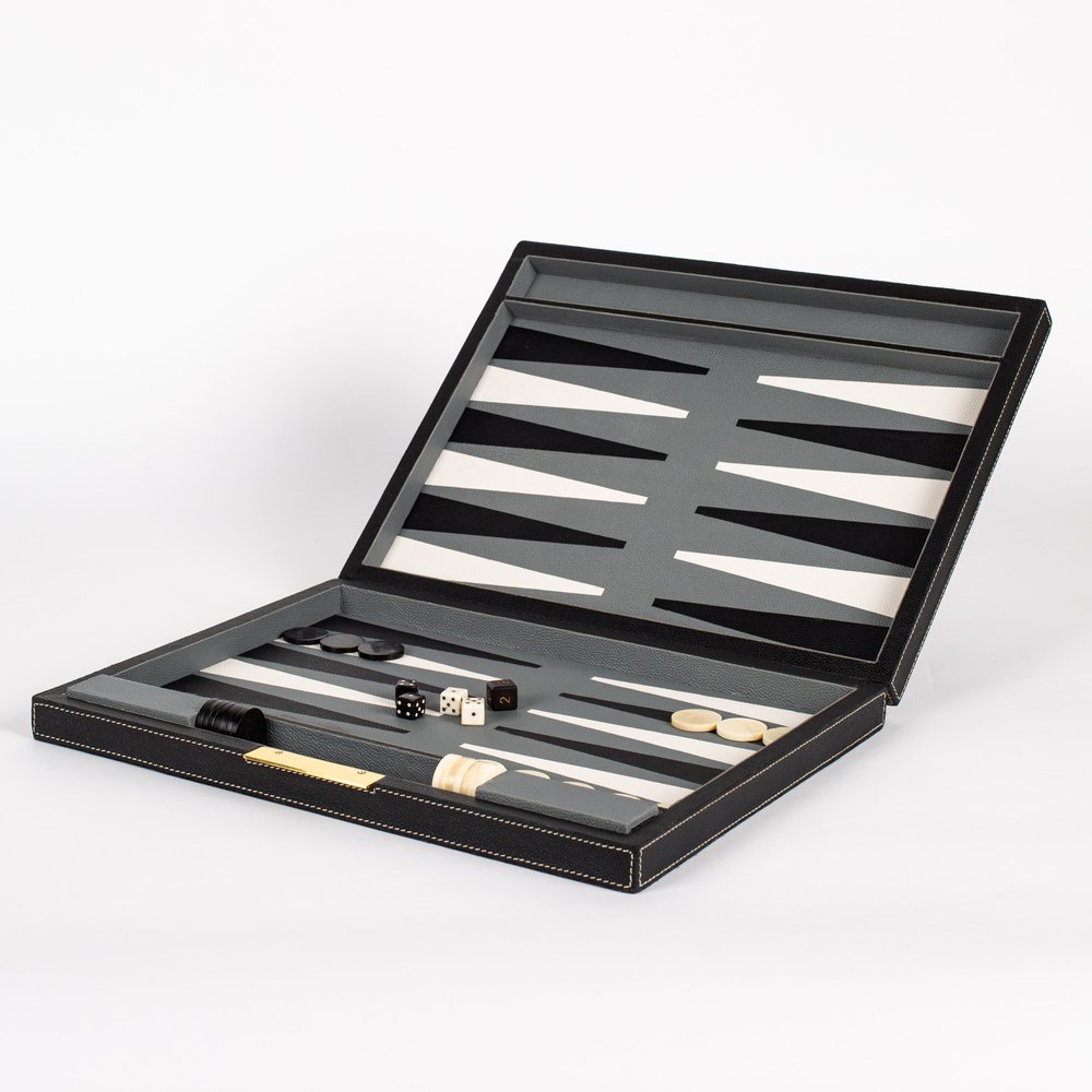 Leather Backgammon Set | Black — Dixon Rye®