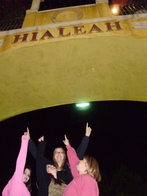 pointing to Hialeah sign