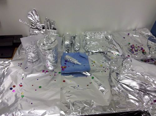 Foiled desk with tissues