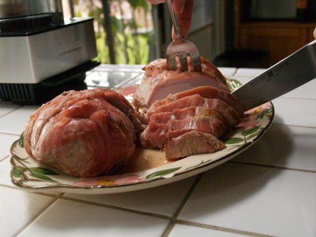 Pork roast sliced