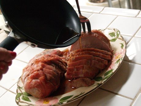 Pork roast pour sauce