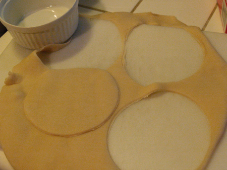 Cut circles from dough