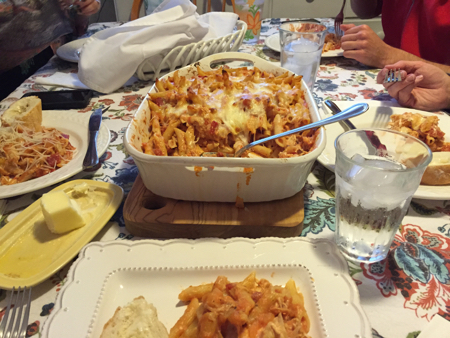Chicken-and-pasta-bake-on-table