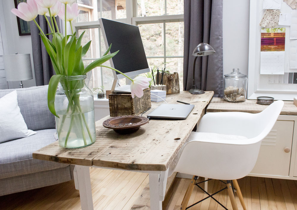 DIY simple table desk from barn boards