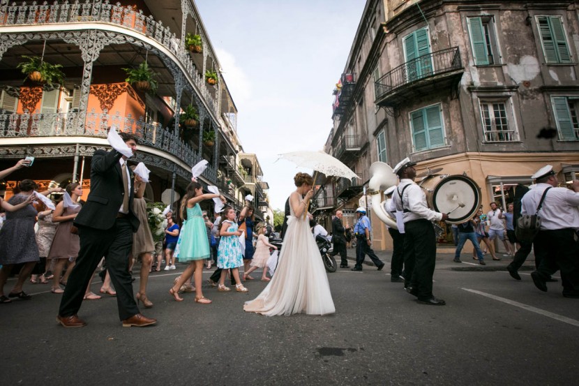 French Quarter Weddings Second Line, Bride and Groom