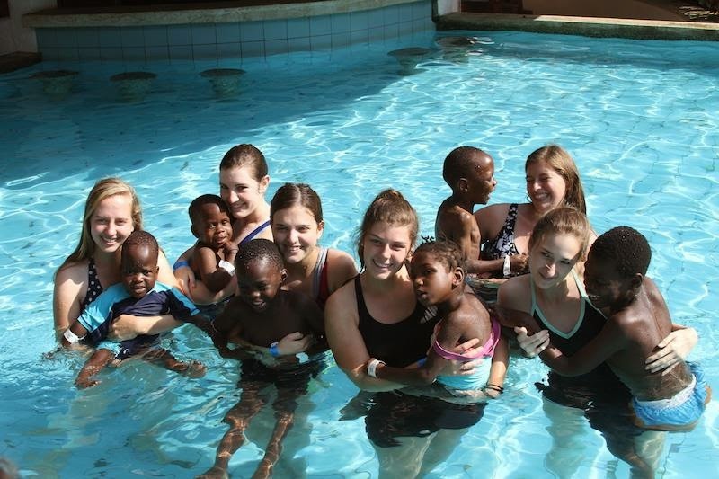 Swimming with the Ekisa children 