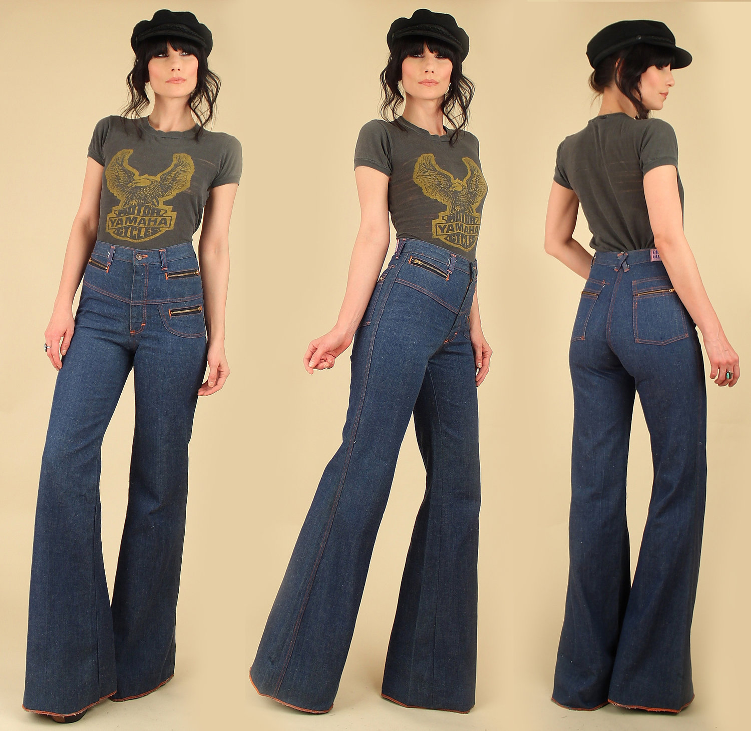 Vintage 70's Ultra High Waisted Bell Bottom Jeans // by Faded