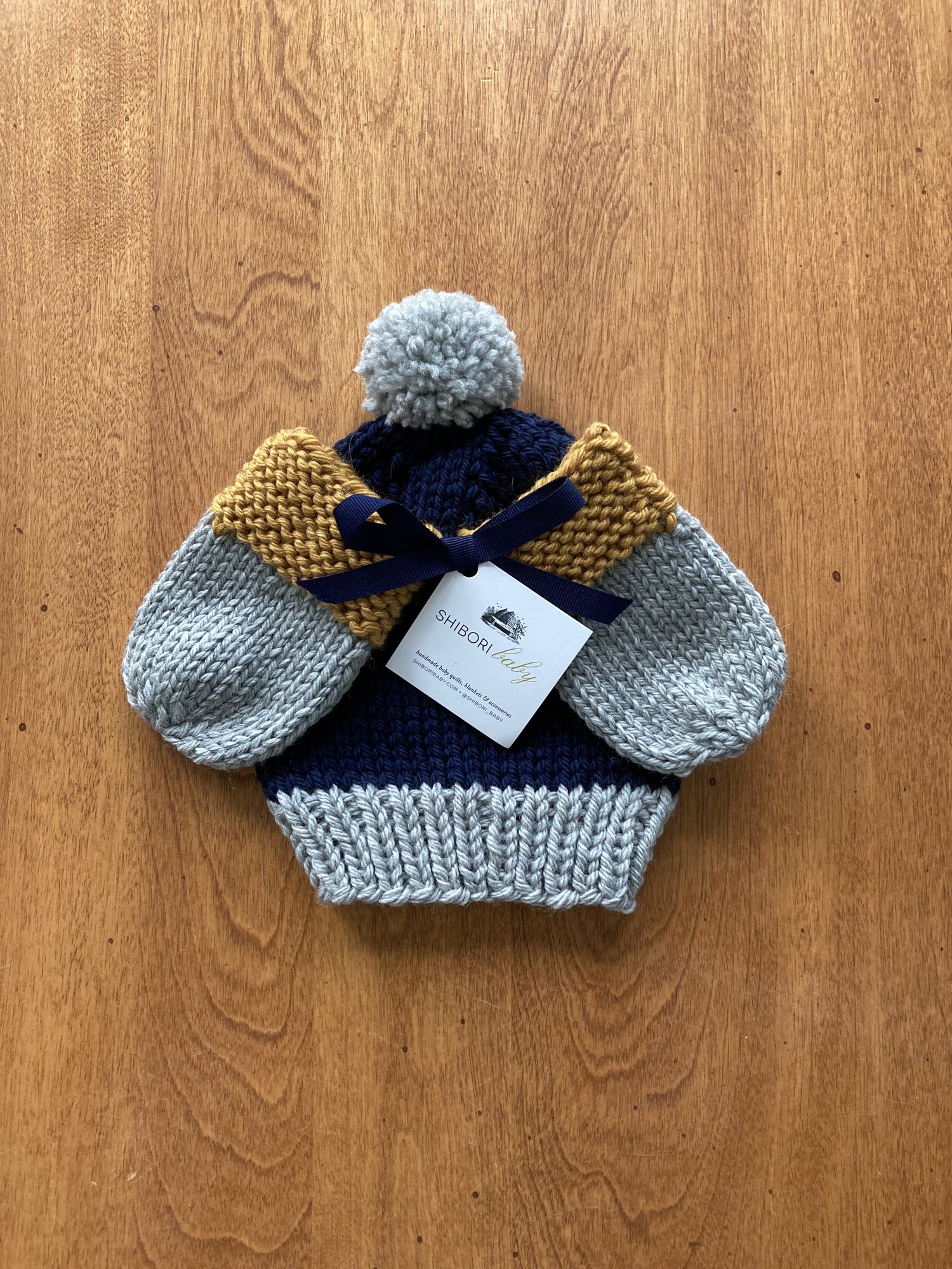 Hand Knit Gingham Baby Hat