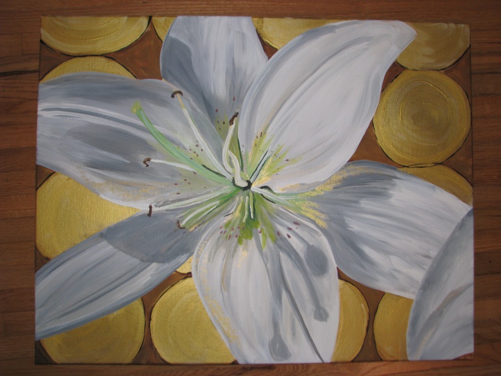 White Lily Painting: Canvas 1