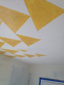 Geometric Nursery Mural on the Ceiling