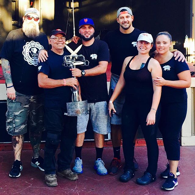Back-to-back Capital City Food Truck Battle winners, El Lechon de Negron (@lechon4life) showing off their custom-made trophy by Trenton artist @killswinsley. We have yet to announce our 2016 date but we have no doubt they'll be going for the three-peat in 2016! #demempanadasdoe #ellechondenegron #foodtrucks #capcityfoodtruckbattle #trenton #foodtruckthunderdome