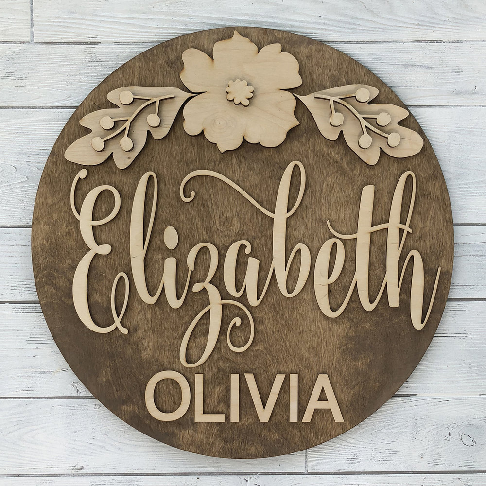 24 Round Wood Name Sign Name Cut Out Nursery Wall Hanging 3D Name Nursery Sign Custom Name Sign