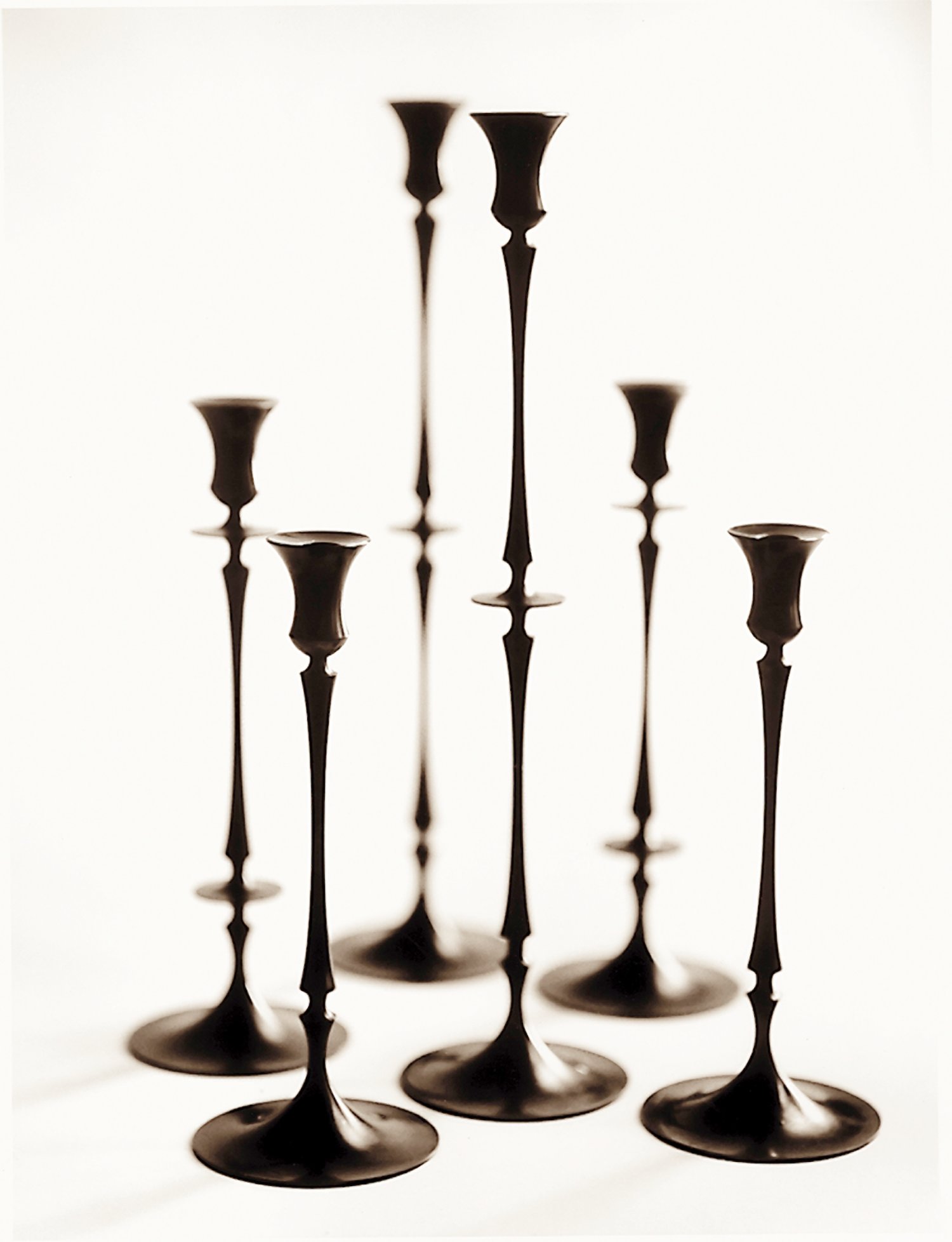 Ted Muehling Biedermeier Candlesticks, E.R. Butler Oxidized by Swoon — Bronze