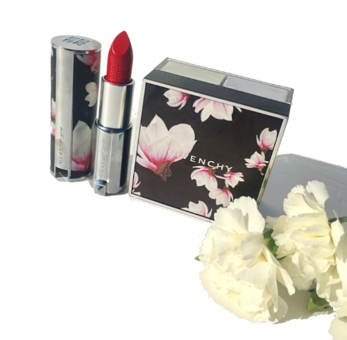 Givenchy Prisme Libre Magnolia Couture Edition Powder & Lipstick in Carmin Escarpin Review and Swatches