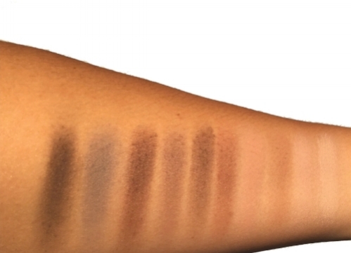 Swatches of the Mad Matte Eyeshadow Palette taken in direct sunlight