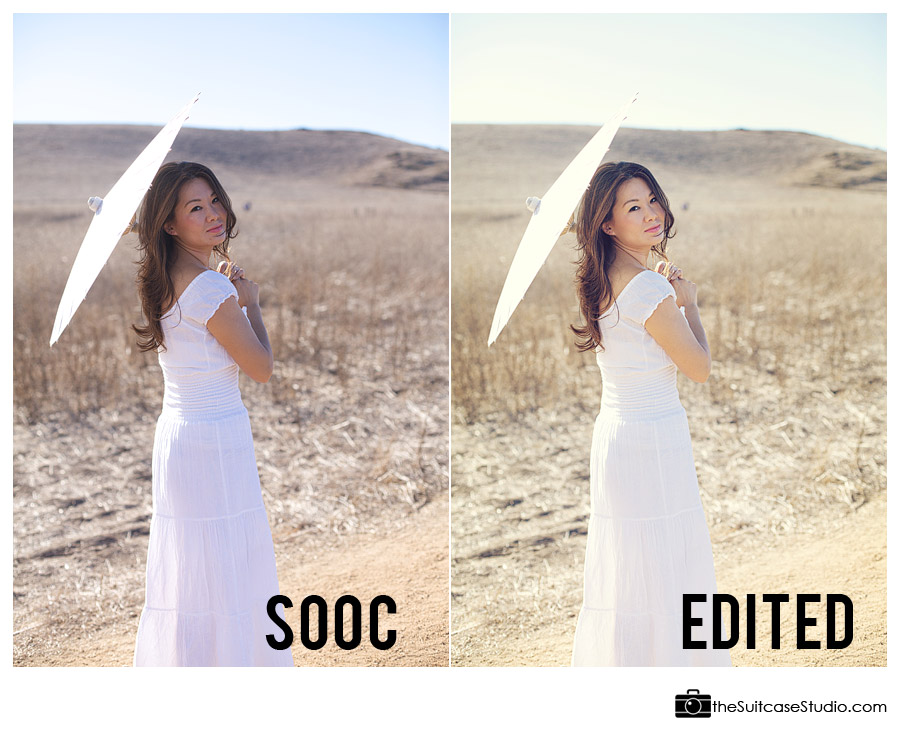 Comparison of Edited vs SOOC Image - The Suitcase Studio