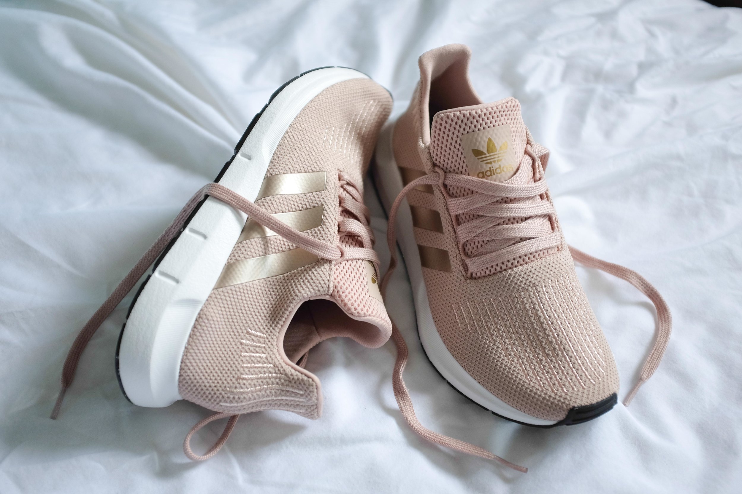 adidas swift white and rose gold shoes