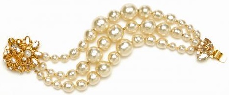 Miriam Haskell 3 row graduating pearl bracelet