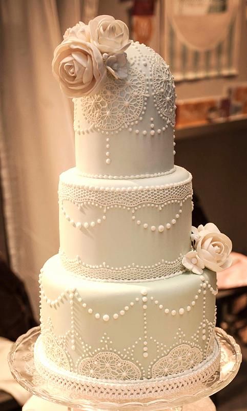 Lace and piping on a classic cake