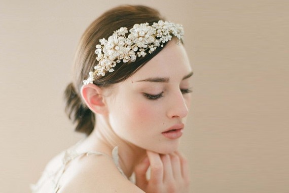 Gold jeweled flower headband