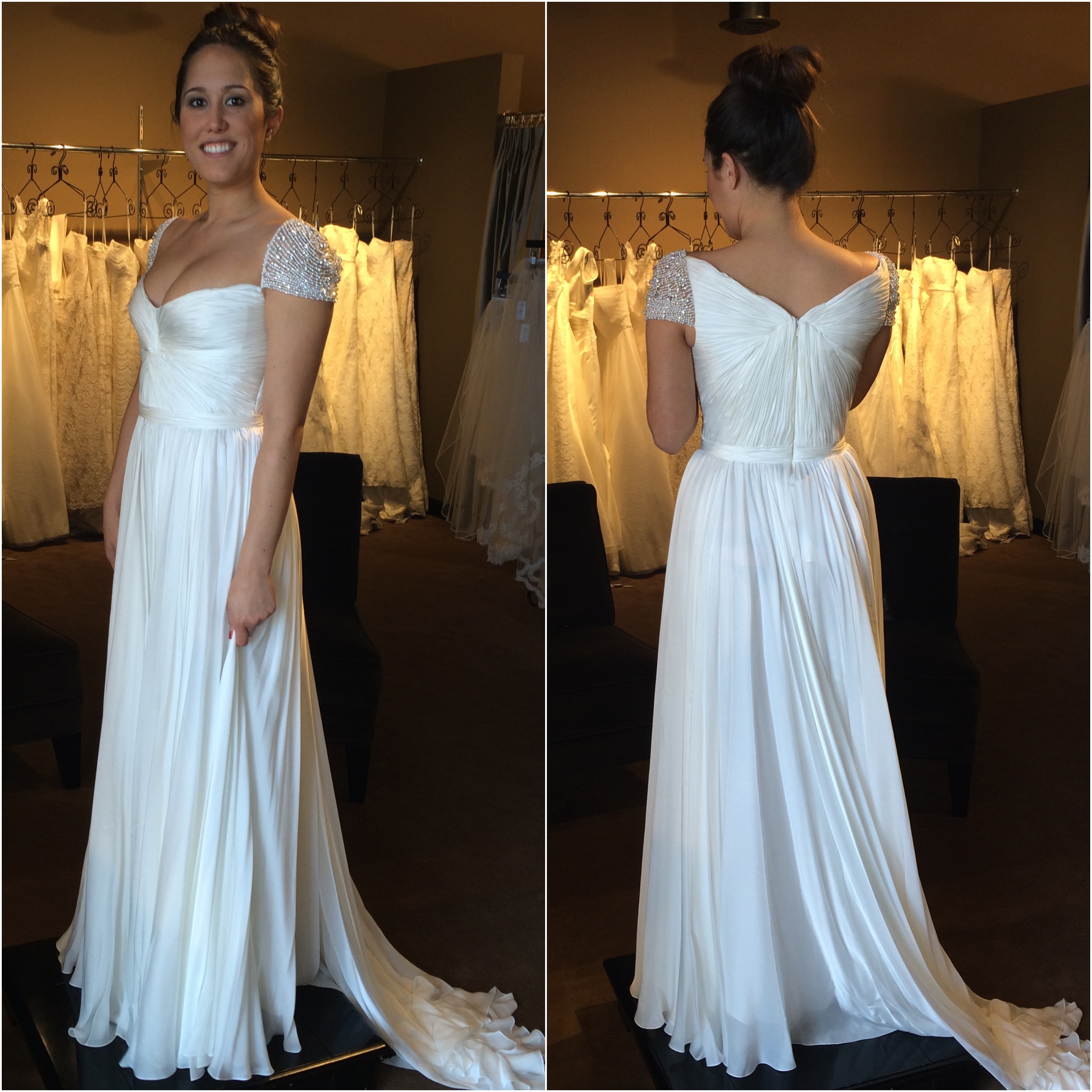 Reem Acra Olivia Wilde wedding dress bridal gown Denver Colorado Little White Dress Bridal Shop