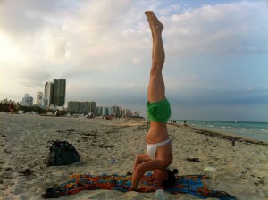 Headstand on the beach
