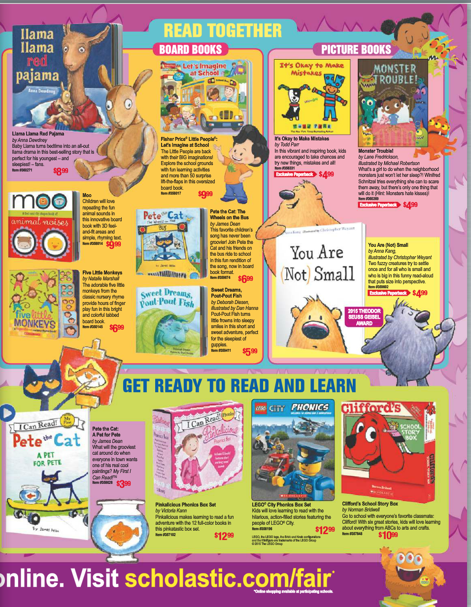 Scholastic Book Club brochures have been given