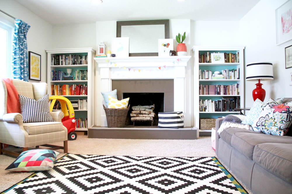 Living Room with Bookshelves Full of Books