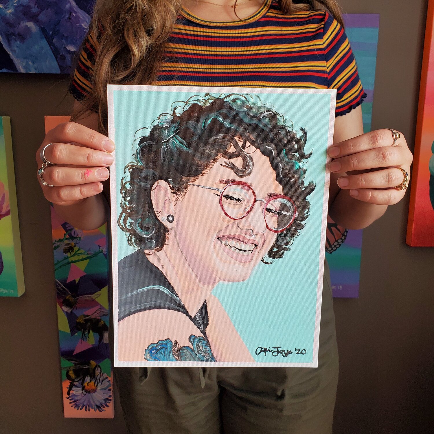 Curly Hair and Glasses Original Painting —