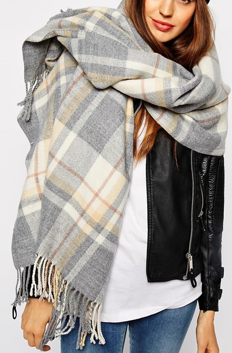ASOS grey plaid scarf- $34