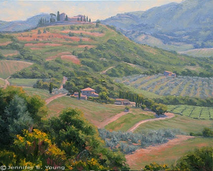 Tuscany landcape painting by Jennifer Young