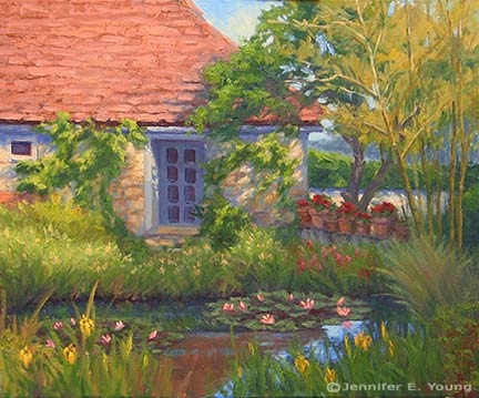 French country garden painting by Jennifer Young