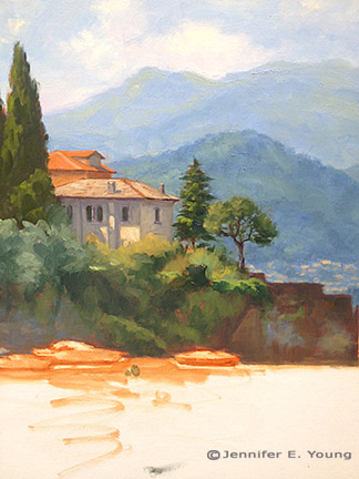 Varenna Italian landscape painting by Jennifer Young