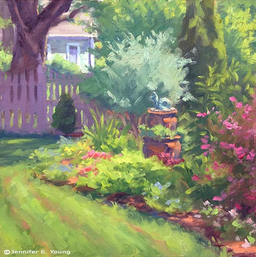 plein air garden landscape painting © Jennifer E Young