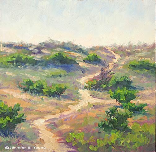 Plein air painting of OBX Dunes by Jennifer E Young