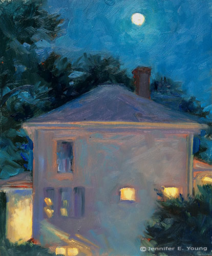 Plein air nocturne painting by Jennifer E. Young