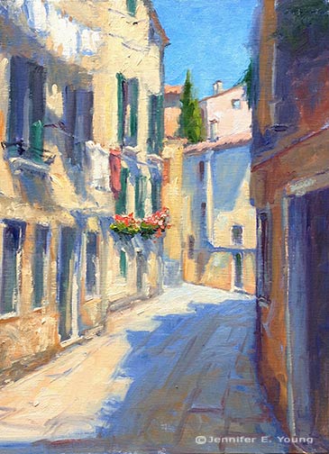Italian street scene painting by Jennifer E Young