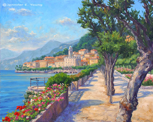 Lake Como Italy landscape painting by Jennifer E Young