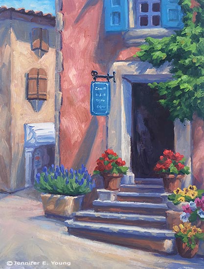 "The Corner Shop, Roussillon" by Jennifer E Young, All rights reserved