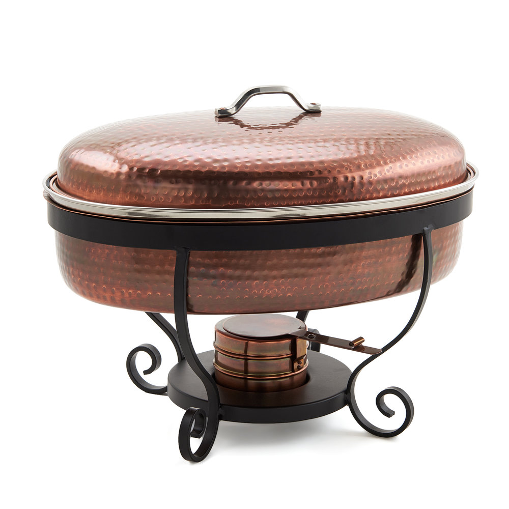 6 Qt Old Dutch Oval Copper-Plated Chafing Dish