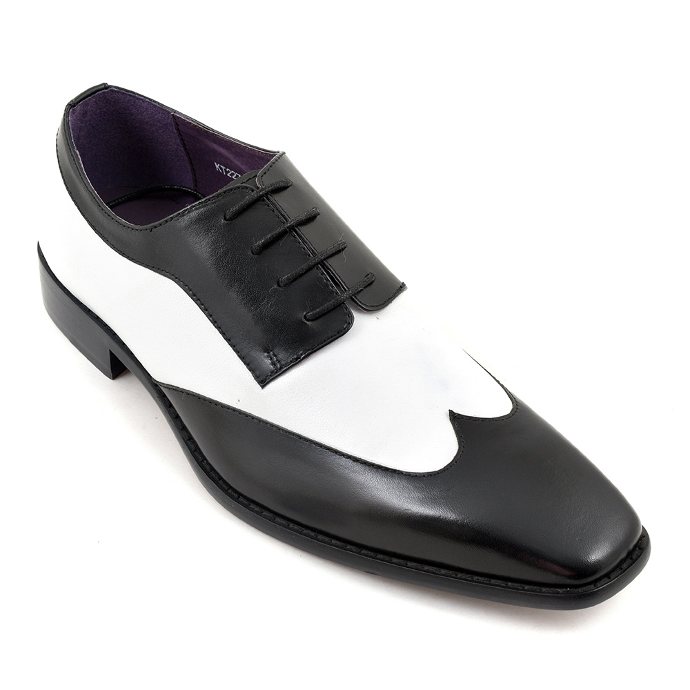 Men black and white dress shoes FWS-148 
