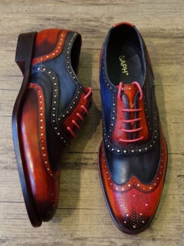 mens two tone wingtip shoes