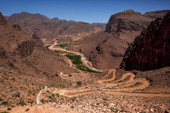 Road down to a village in the Saghro mountains
