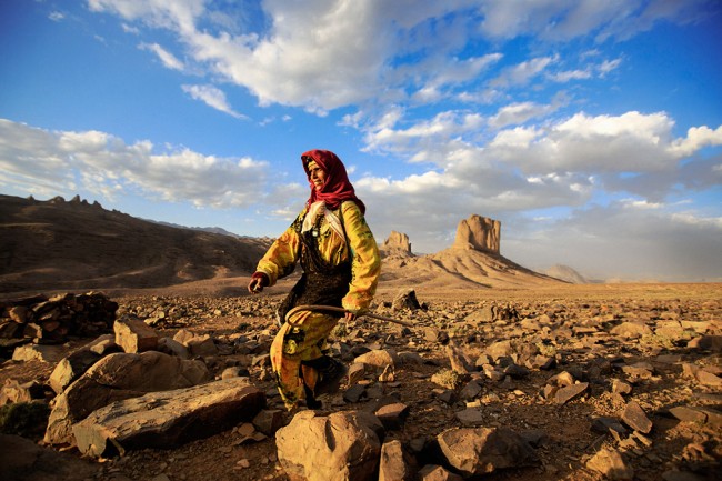 Nomad woman going home