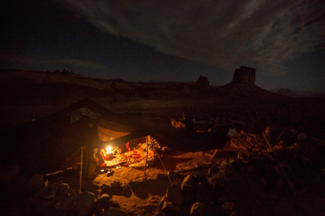 Nomad's tent at night