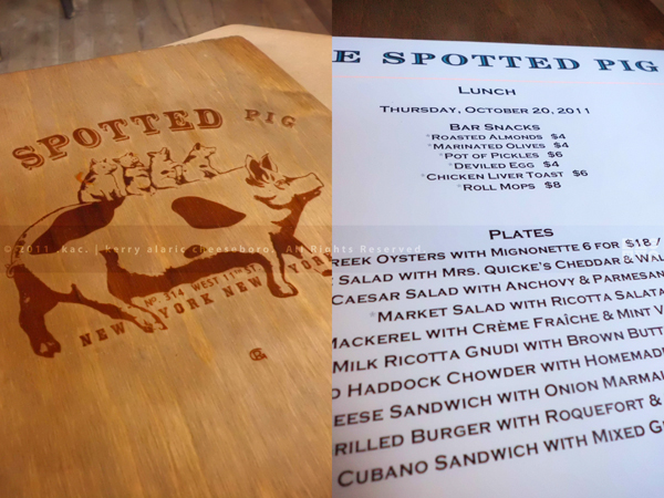 The Spotted Pig Menu