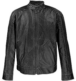 Men's faux leather racer jacket, Buckle.com, $54.95