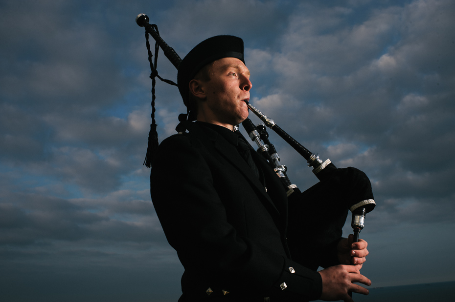 Bagpiper at dusk - Kent Commercial Photography
