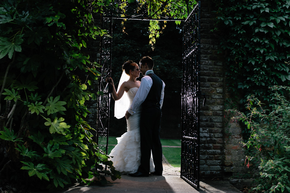 Romantic image of Bride and groom at Eastwell Manor