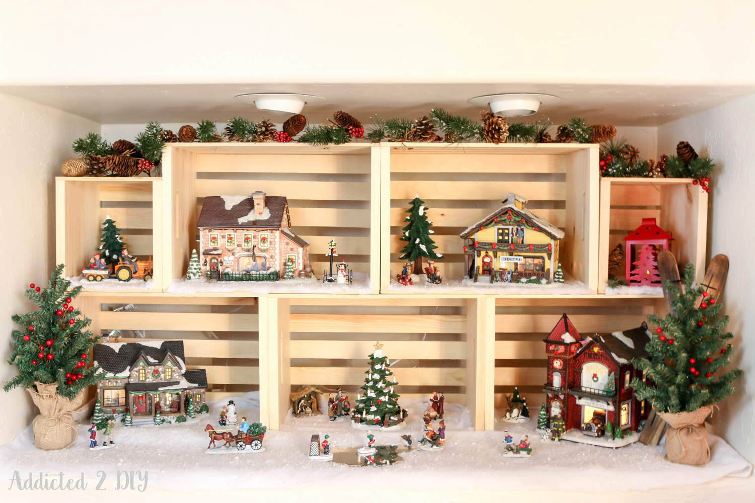 Christmas Village Display by Addicted 2 DIY — Crates and Pallet